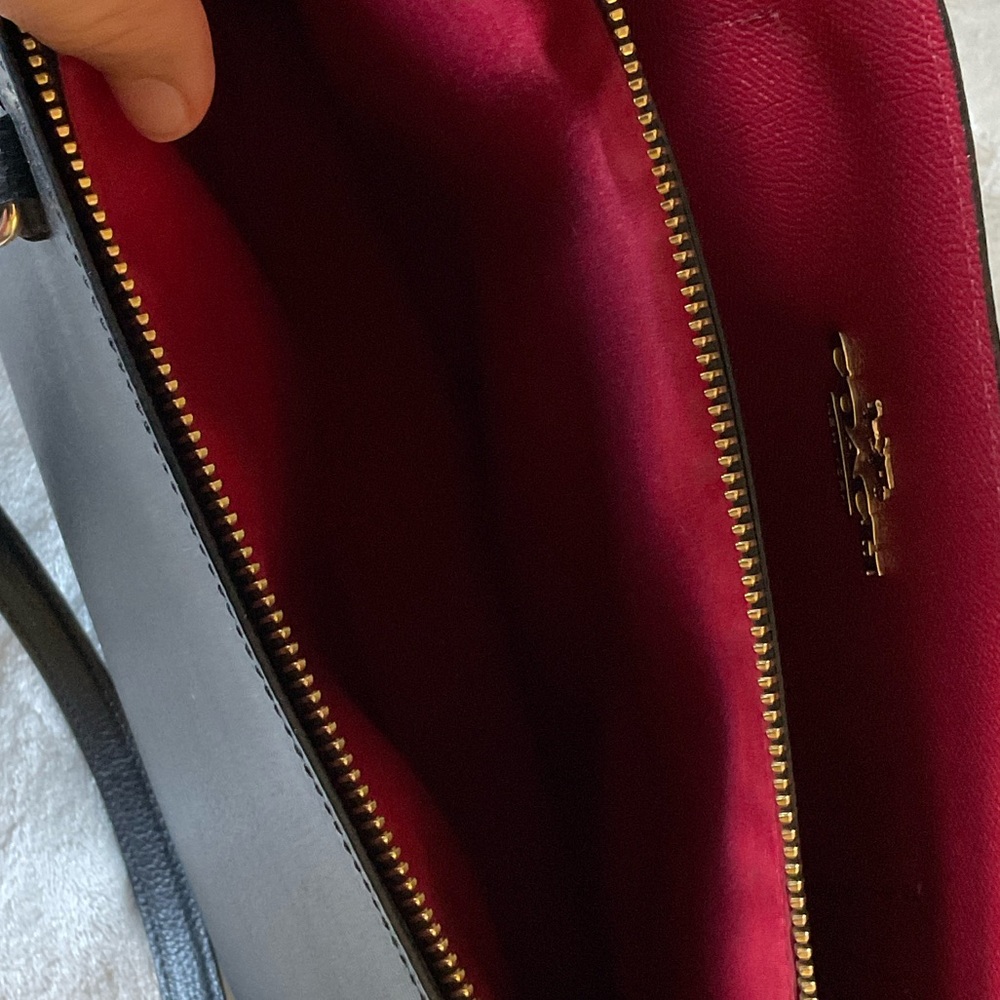 Coach Black Leather Tote with Gold Accents - Picture 6 of 8